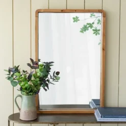 Kirkland's Home Rectangle Light Brown Wood Wall Mirror- Decorative Mirrors