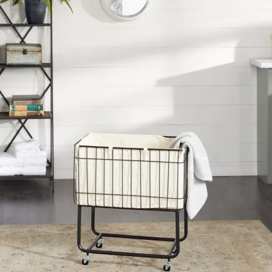 Kirkland's Home Rectangular Black Rolling Storage Cart- Baskets & Boxes