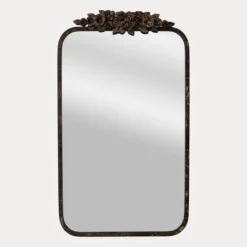 Kirkland's Home Rectangular Metal Flower Crest Wall Mirror- Decorative Mirrors