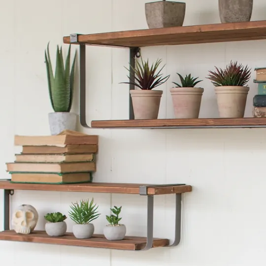 Kirkland's Home Recycled Wood And Metal Shelves, Set Of 2- Shelves