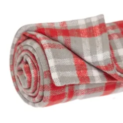 Kirkland's Home Red And Gray Plaid Cotton Throw- Blankets & Throws