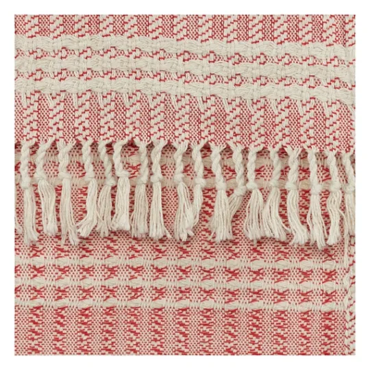 Kirkland's Home Red And Ivory Striped Cotton Throw- Blankets & Throws