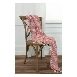 Kirkland's Home Red And Ivory Striped Cotton Throw- Blankets & Throws