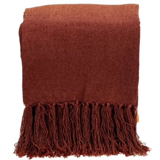 Kirkland's Home Red And Orange Ombre Fringed Throw- Blankets & Throws