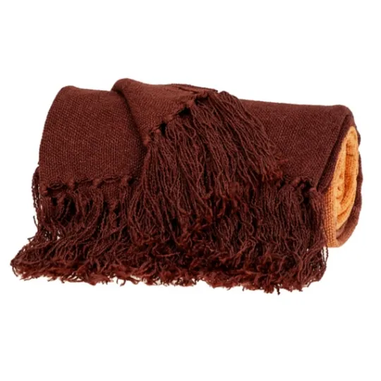 Kirkland's Home Red And Orange Ombre Fringed Throw- Blankets & Throws