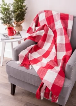 Kirkland's Home Red And White Buffalo Check Throw- Blankets & Throws