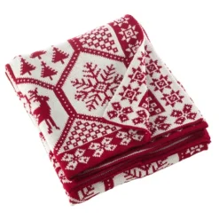 Kirkland's Home Red And White Geometric Christmas Throw Blanket- Blankets & Throws
