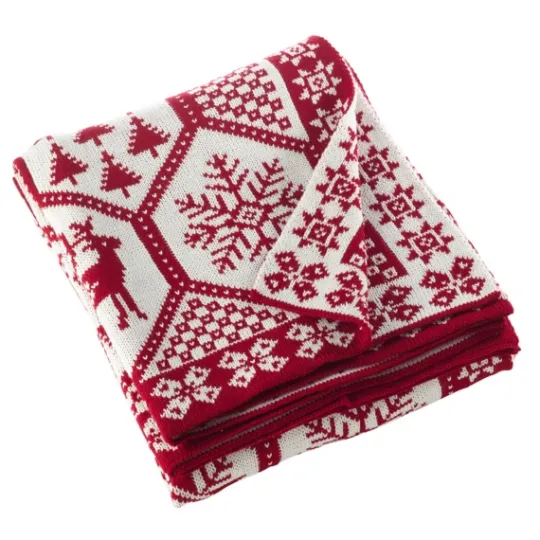 Kirkland's Home Red And White Geometric Christmas Throw Blanket- Blankets & Throws