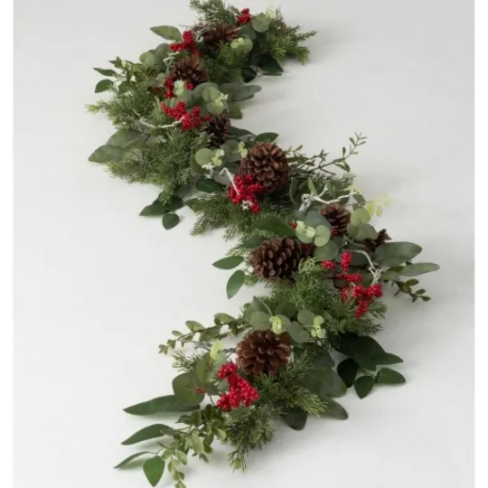 Kirkland's Home Red Berry And Pine Christmas Garland, 72 In.- Arrangements & Greenery