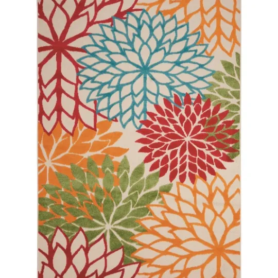 Kirkland's Home Red Bright Floral Burst Outdoor Area Rug, 5X7- Outdoor Rugs