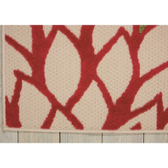 Kirkland's Home Red Bright Floral Burst Outdoor Area Rug, 5X7- Outdoor Rugs