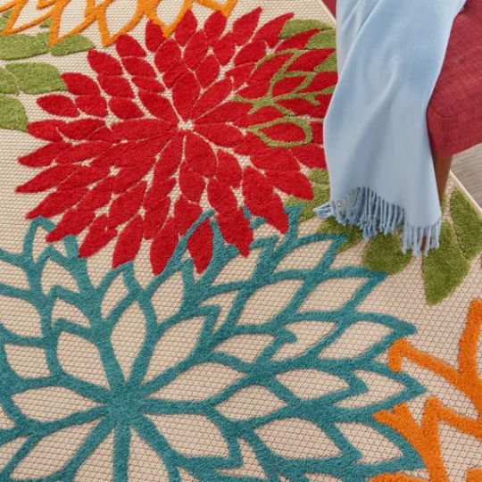 Kirkland's Home Red Bright Floral Burst Outdoor Area Rug, 5X7- Outdoor Rugs