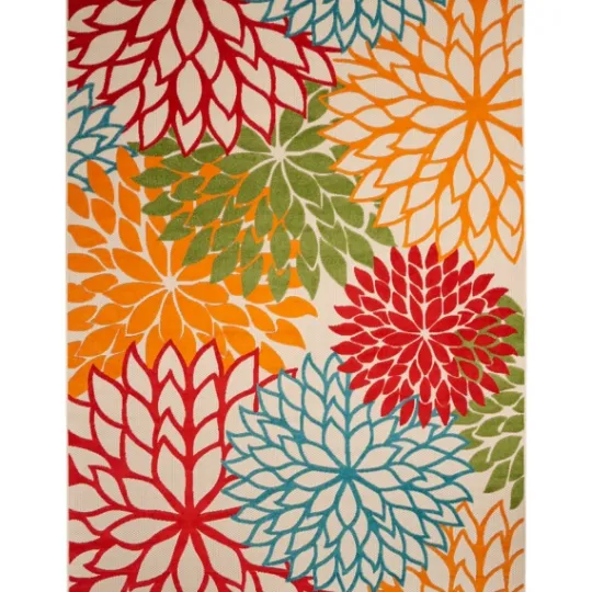 Kirkland's Home Red Bright Floral Burst Outdoor Area Rug, 7X10- Outdoor Rugs