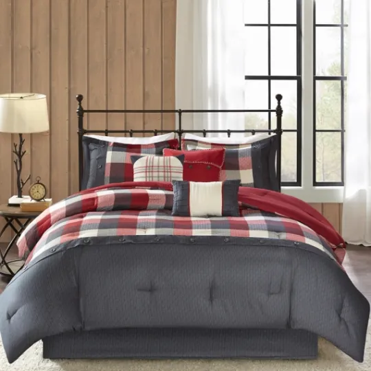Kirkland's Home Red Buffalo Check King 7-Pc. Comforter Set- Comforters