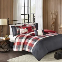 Kirkland's Home Red Buffalo Check 6-Pc. Full/Queen Duvet Cover Set- Duvets