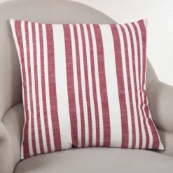 Kirkland's Home Red Coastal Stripe Pillow- Pillows