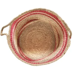 Kirkland's Home Red Double Stripe Jute Basket With Handles, 19 In.- Baskets & Boxes