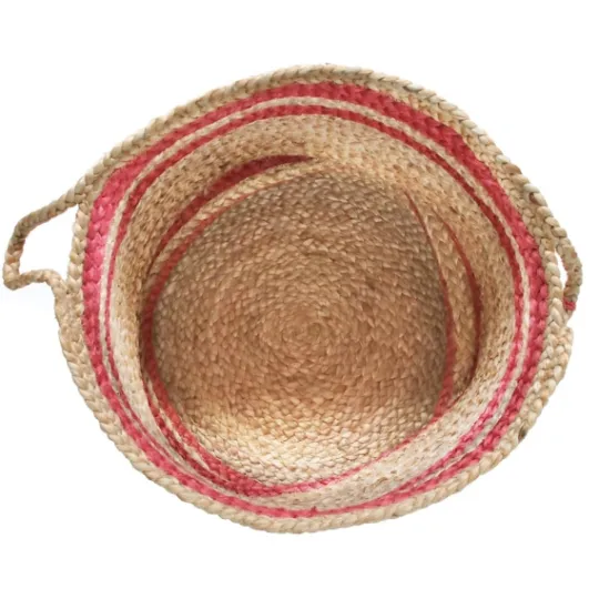 Kirkland's Home Red Double Stripe Jute Basket With Handles, 19 In.- Baskets & Boxes