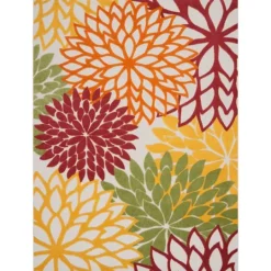 Kirkland's Home Red Floral Burst Outdoor Area Rug, 7X10- Outdoor Rugs