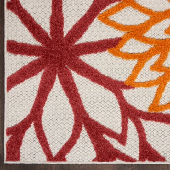 Kirkland's Home Red Floral Burst Outdoor Area Rug, 7X10- Outdoor Rugs
