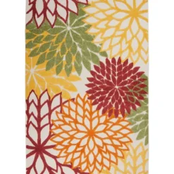 Kirkland's Home Red Floral Burst Outdoor Area Rug, 5X7- Outdoor Rugs