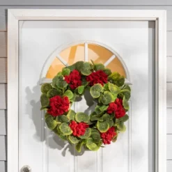 Kirkland's Home Red Geranium Twig Wreath- Wreaths