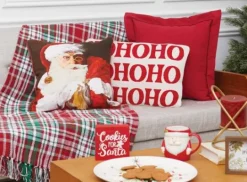 Kirkland's Home Red Green White Traditional Plaid Throw Blanket- Blankets & Throws