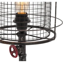 Kirkland's Home Red Iron Cage Shade Edison Table Lamp- Table Lamps