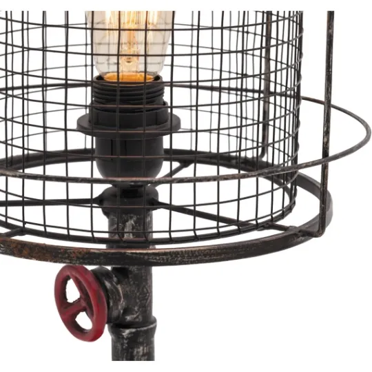 Kirkland's Home Red Iron Cage Shade Edison Table Lamp- Table Lamps