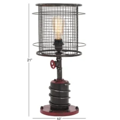Kirkland's Home Red Iron Cage Shade Edison Table Lamp- Table Lamps