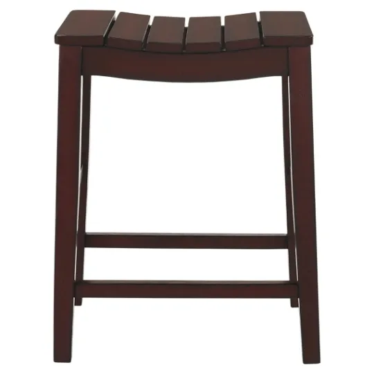 Kirkland's Home Red Mahogany Saddle Seat Counter Stools, Set Of 2- Bar Stools & Counter Height Stools