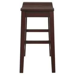 Kirkland's Home Red Mahogany Saddle Seat Counter Stools, Set Of 2- Bar Stools & Counter Height Stools