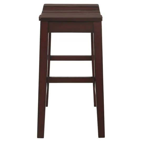 Kirkland's Home Red Mahogany Saddle Seat Counter Stools, Set Of 2- Bar Stools & Counter Height Stools