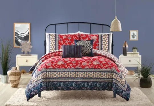 Kirkland's Home Red Navy Marbella King 5-Pc. Comforter Set- Comforters