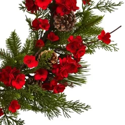 Kirkland's Home Red Plum Blossom Pinecone Wreath, 24 In.- Wreaths