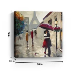Kirkland's Home Red Umbrella Couple Giclee Canvas Art Print- Canvas Art