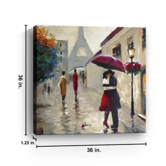 Kirkland's Home Red Umbrella Couple Giclee Canvas Art Print- Canvas Art