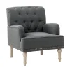 Kirkland's Home Reginald Charcoal Button Tufted Armchair- Accent Chairs