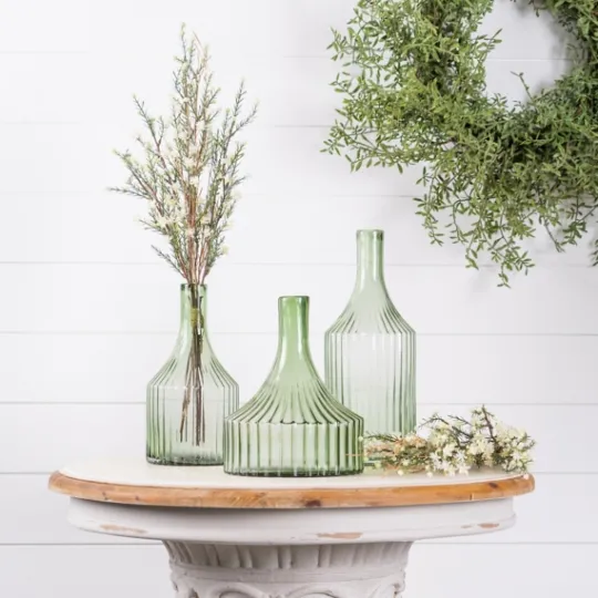 Kirkland's Home Ribbed Glass Bottle Vase, 10 In.- Vases
