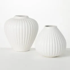 Kirkland's Home Ribbed Teardrop Vases, Set Of 2- Vases