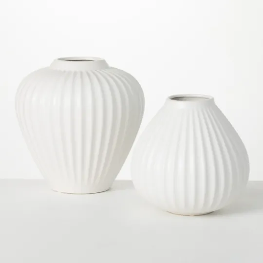 Kirkland's Home Ribbed Teardrop Vases, Set Of 2- Vases
