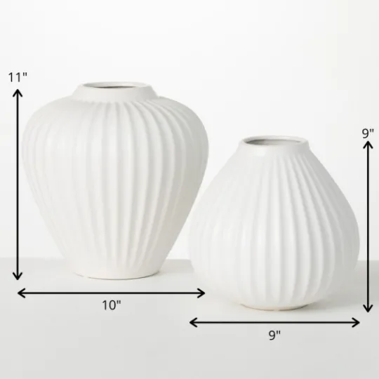Kirkland's Home Ribbed Teardrop Vases, Set Of 2- Vases