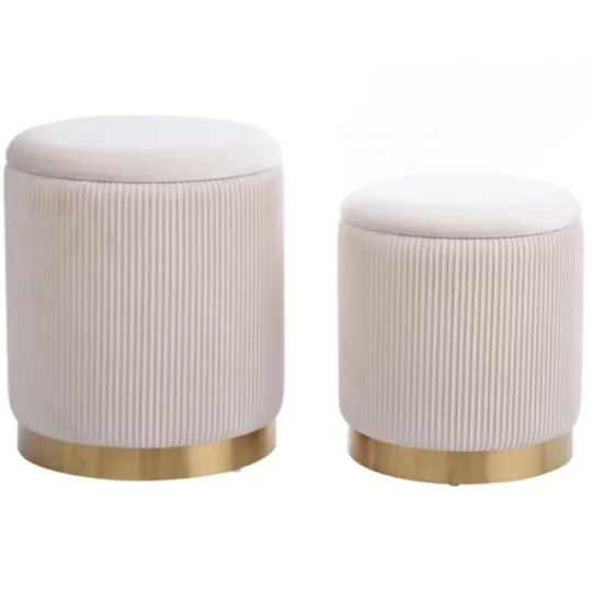 Kirkland's Home Ribbed Velvet Nesting Ottomans, Set Of 2- Benches & Ottomans