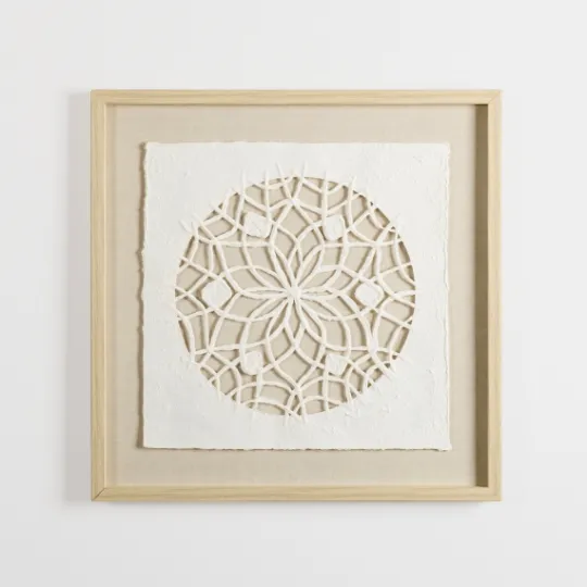 Kirkland's Home Rice Paper & Natural Linen Flower Wall Plaque- Wall Plaques