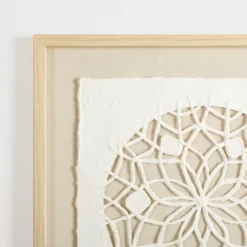 Kirkland's Home Rice Paper & Natural Linen Flower Wall Plaque- Wall Plaques