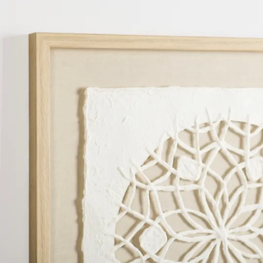Kirkland's Home Rice Paper & Natural Linen Flower Wall Plaque- Wall Plaques