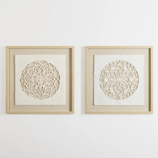 Kirkland's Home Rice Paper & Natural Linen Cutout Wall Plaque- Wall Plaques