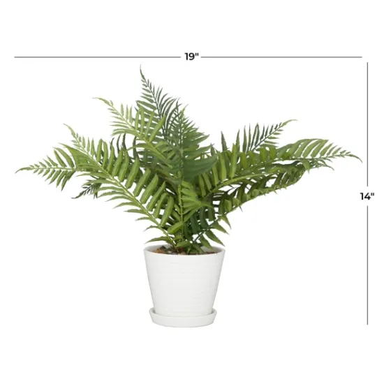 Kirkland's Home River Rock Fern In Ribbed White Planter- Arrangements & Greenery