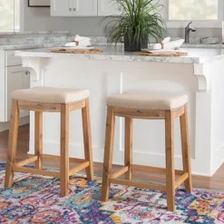 Kirkland's Home Riverdale Acacia Wood Counter Stool- Bar Stools & Counter Height Stools