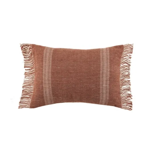 Kirkland's Home Roberta Rust Stripes Fringe Lumbar Pillow- Pillows